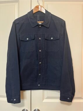 Mango Men's Navy Bomber-Style Button Jacket